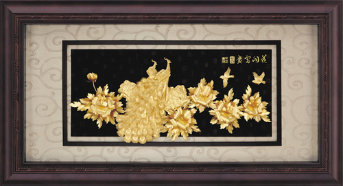 純金箔盛景藝術立體金箔畫-花開富貴產品圖