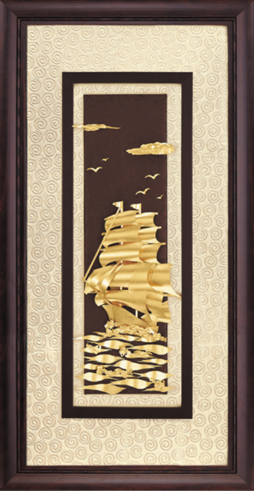 純金箔高昇藝術立體金箔畫-一帆風順產品圖