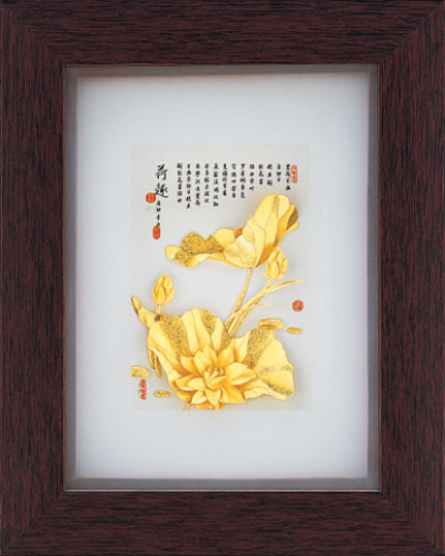 純金箔古香藝術立體金箔畫-荷香蓮花  |立體純金箔畫-古香系列