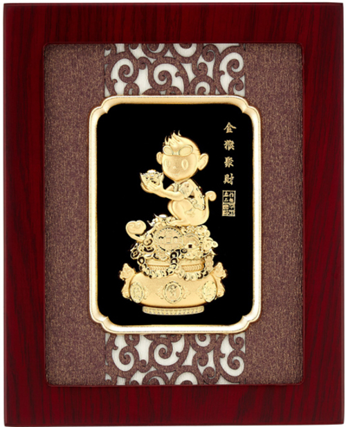 純金箔藝術立體金箔畫生肖系列-金猴聚財