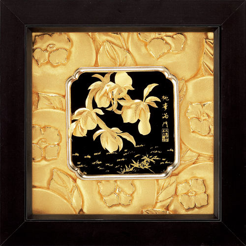 純金箔如意藝術立體金箔畫-桃李滿門