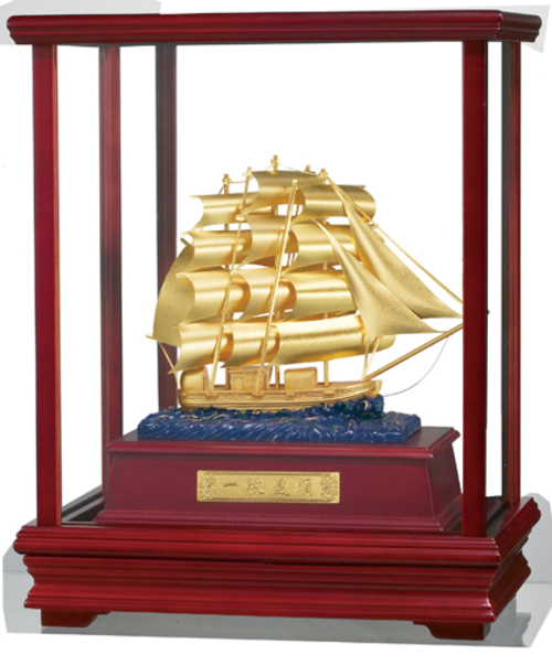 純金箔櫥窗藝術立體金箔畫-一帆風順