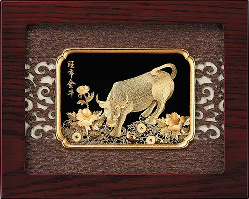 純金箔藝術立體金箔畫生肖系列-旺市金牛  |立體金箔畫-生肖系列