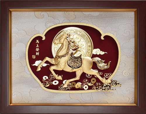 純金箔藝術立體金箔畫-馬上發財