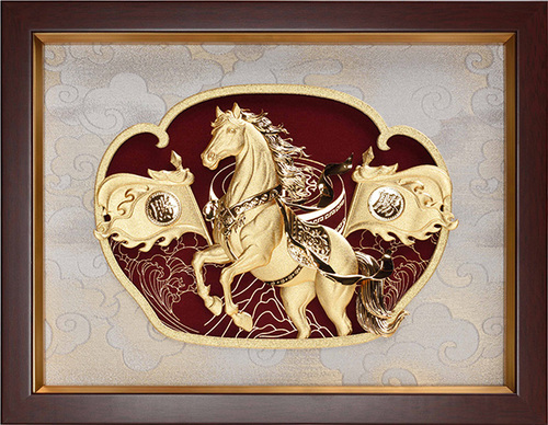 純金箔藝術立體金箔畫-馬到成功