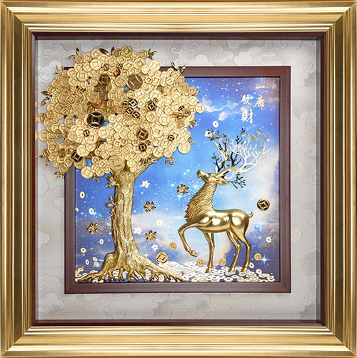 純金箔藝術立體金箔畫招財系列-一路發財