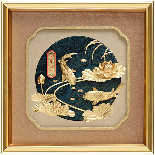 純金箔豐年藝術立體金箔畫-連年有餘