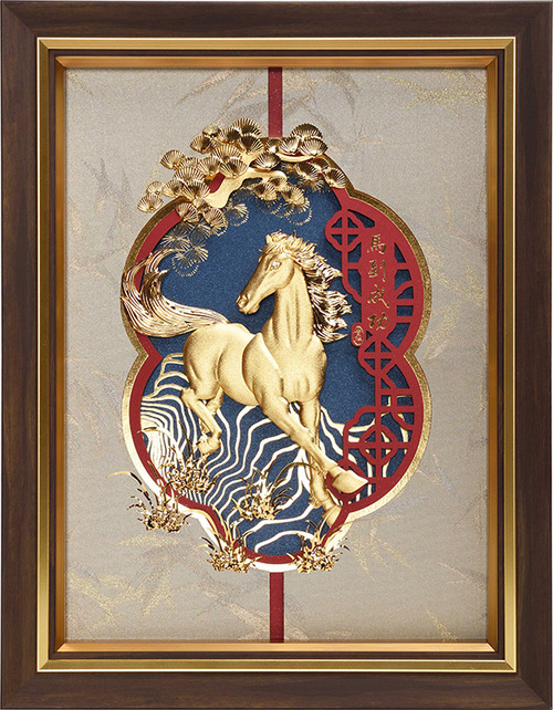 純金箔博雅系列藝術立體金箔畫-馬到成功