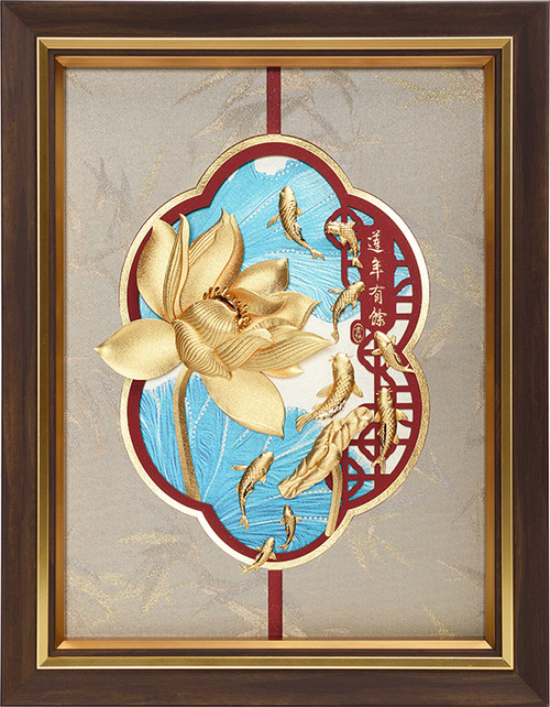 純金箔博雅系列藝術立體金箔畫-連年有餘