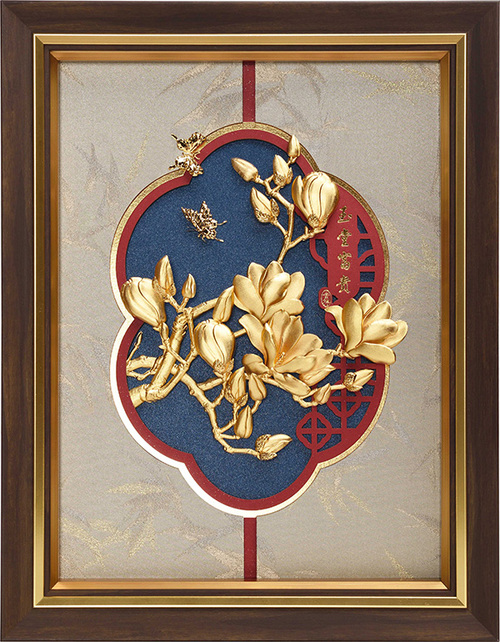 純金箔博雅系列藝術立體金箔畫-玉堂富貴