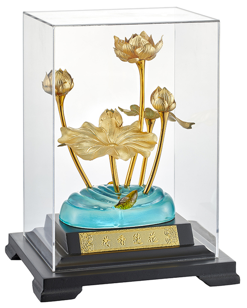 純金箔蓮花藝術立體金箔畫-荷香蓮花