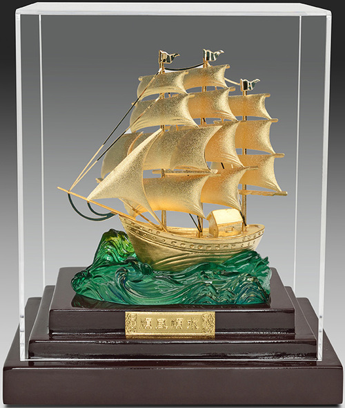 純金箔櫥窗藝術立體金箔畫-一帆風順