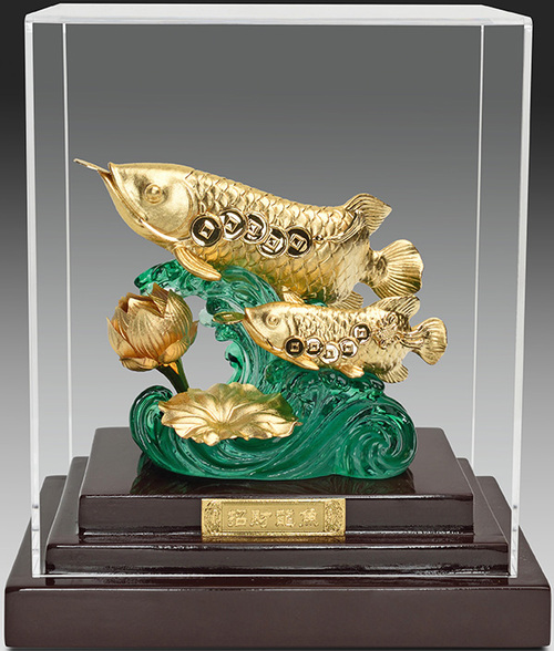 純金箔櫥窗藝術立體金箔畫-招財龍魚