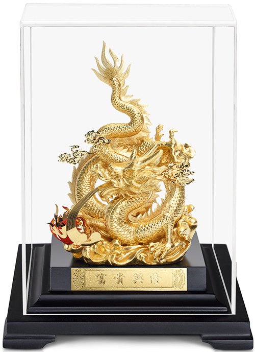 純金箔櫥窗藝術立體金箔畫-祥龍獻瑞