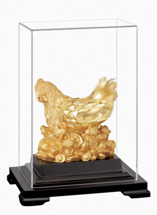 純金箔櫥窗藝術立體金箔畫-聚財雞