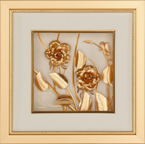 純金箔豐實藝術立體金箔畫-玫瑰  |立體純金箔畫-真愛系列