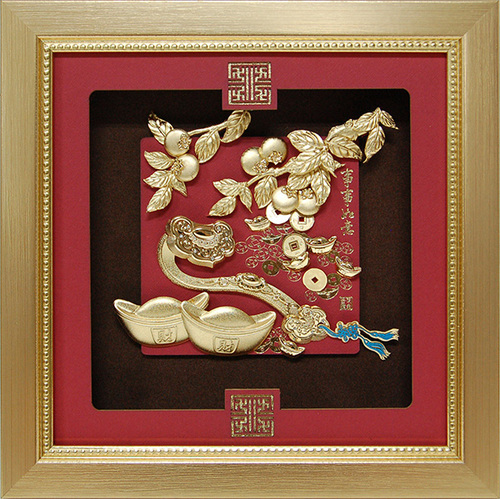 純金箔祥和藝術立體金箔畫-事事如意