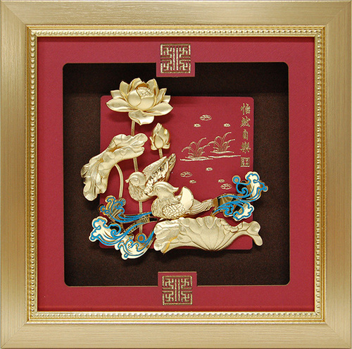 純金箔祥和藝術立體金箔畫-怡然自樂