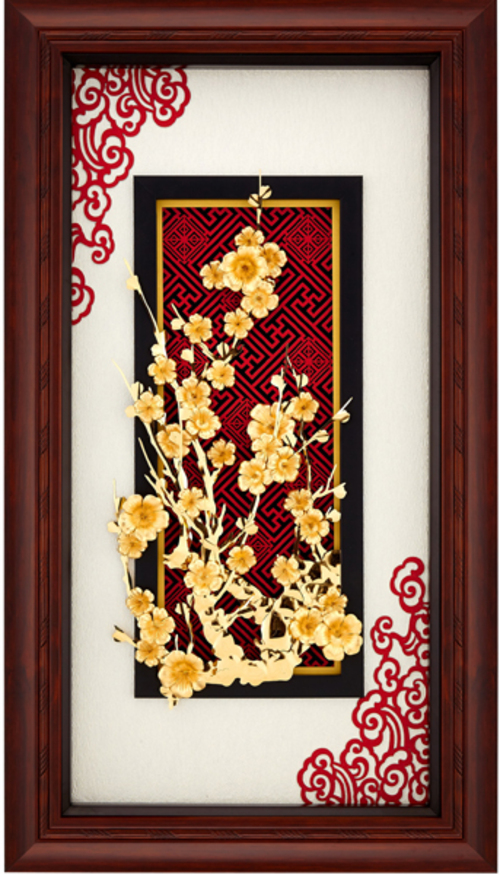 純金箔新禪風藝術立體金箔畫-堅韌不拔-梅