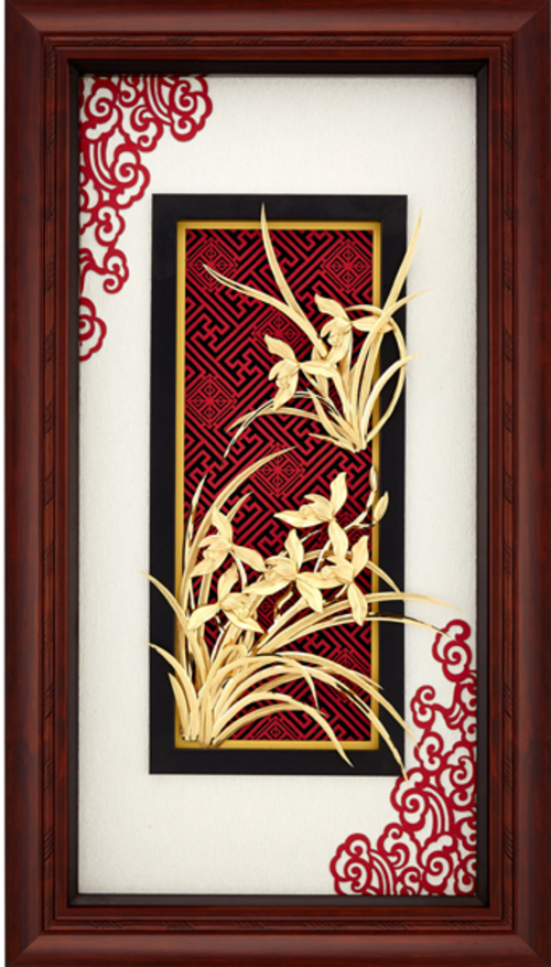 純金箔新禪風藝術立體金箔畫-蘭香怡德-蘭