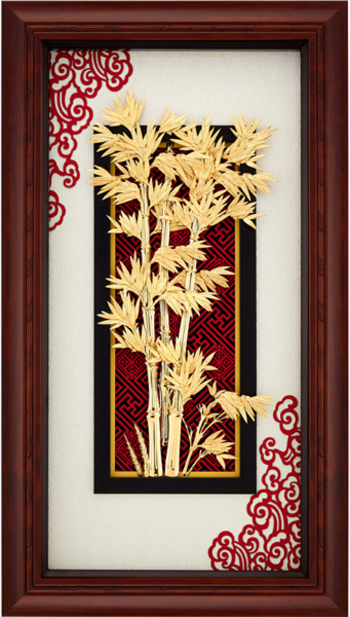 純金箔新禪風藝術立體金箔畫-節節高昇-竹