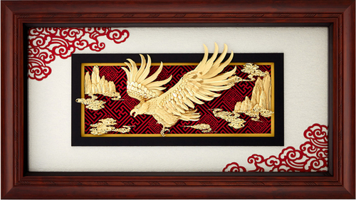 純金箔新禪風藝術立體金箔畫-大展鴻圖