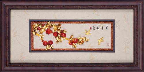 純金箔雅金藝術立體金箔畫-事事如意