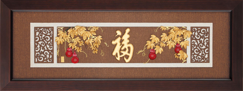 純金箔雲采藝術立體金箔畫-五福臨門