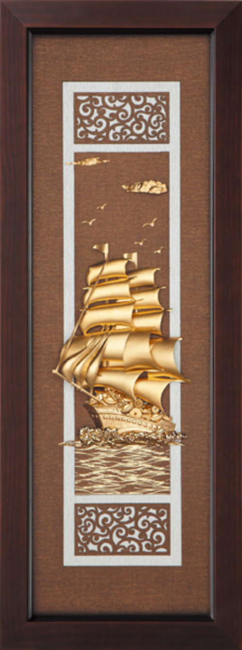 純金箔雲采藝術立體金箔畫-一帆風順