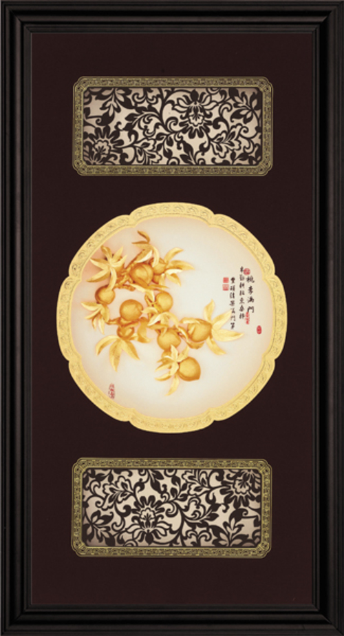 純金箔圓滿藝術立體金箔畫-桃李滿門