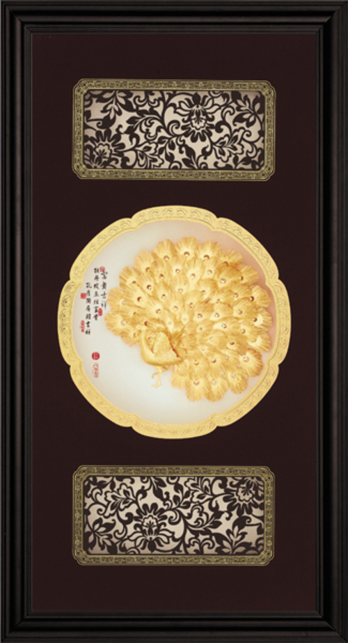 純金箔圓滿藝術立體金箔畫-富貴吉祥