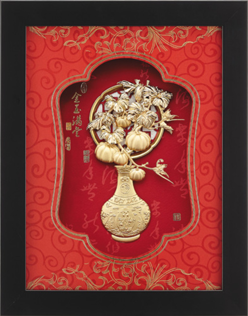 純金箔平安藝術立體金箔畫-金玉滿堂