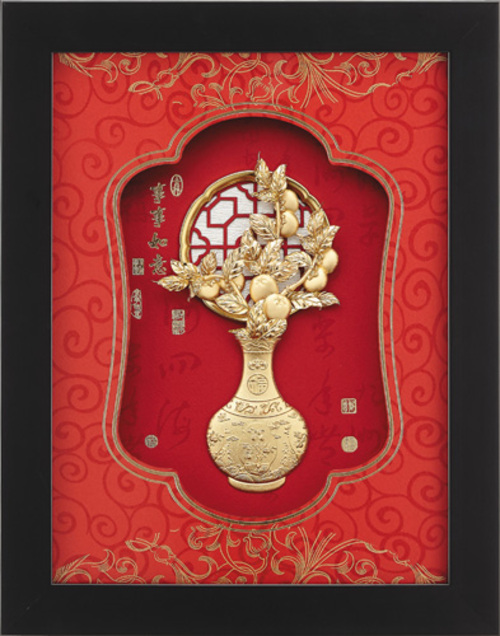 純金箔平安藝術立體金箔畫-事事如意-B