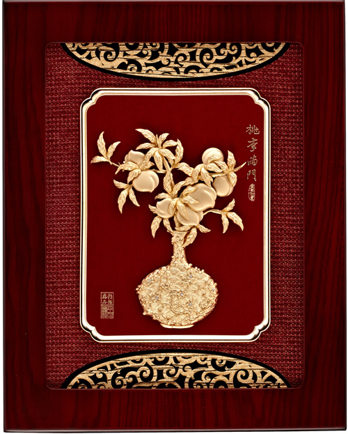 純金箔平安藝術立體金箔畫-桃李滿門