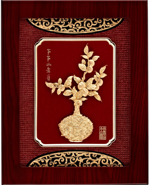 純金箔平安藝術立體金箔畫-事事如意-A