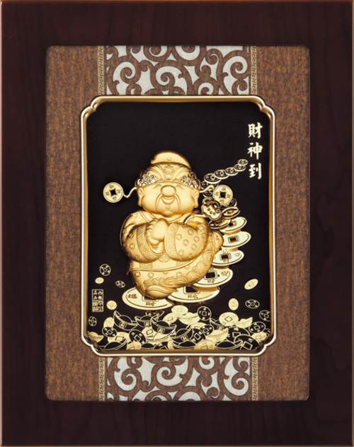 純金箔雲采藝術立體金箔畫-財神到(中)產品圖