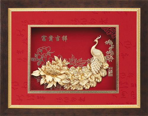 純金箔鴻福藝術立體金箔畫-富貴吉祥