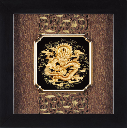 純金箔雲采藝術立體金箔畫-祥龍獻瑞(小)產品圖