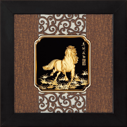 純金箔雲采藝術立體金箔畫-馬到成功(小)