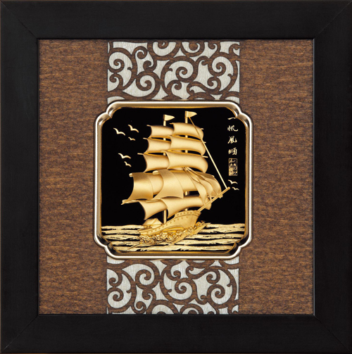 純金箔雲采藝術立體金箔畫-一帆風順(小)