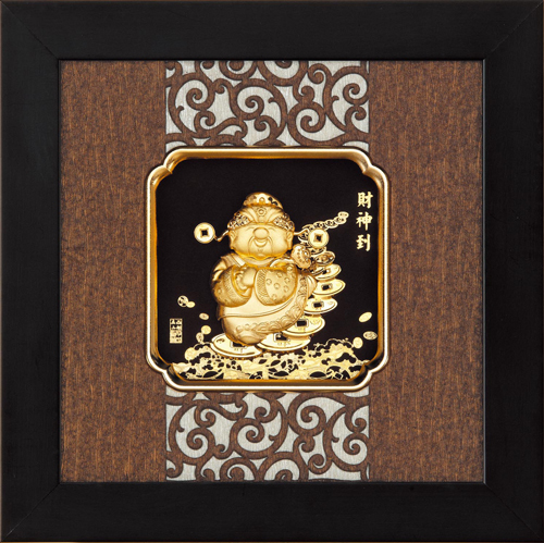 純金箔雲采藝術立體金箔畫-財神到(小)